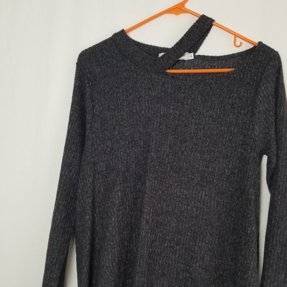 NWT Cotton Emporium sweater open neckline gray mini A-line dress size S (299) - Picture 4 of 12